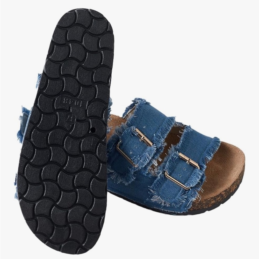 Roxoni Women's Comfort Flat Sandals Double Buckle Adjustable Straps Sz 9 New
